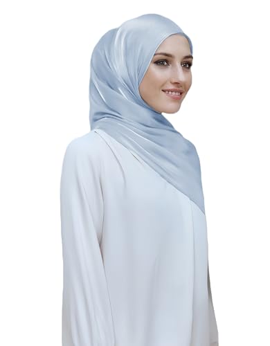 Lina & Lily Sheen Shimmer Women's Crepe Scarf Shawl Wrap Head Hijab Lightweight - color: Light Blue