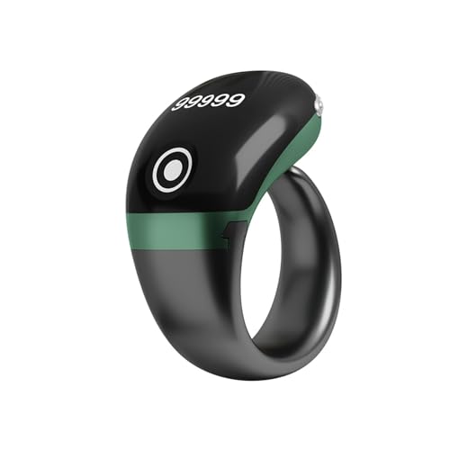 Tasbih Counter Zikr Rings, Smart Tasbeeh, Electronic Digital Tasbih Rings Adjustable Sizes Finger for Muslims, Prayer, Reminder, Home - color: Green