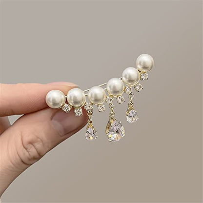Pearl Brooch Sweater Shawl Clips Faux Rhinestone Pearls Brooch Safety Pin Lapel Pin Badge Dresses Clothing Accessories Jewelry