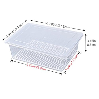 4PCS Food Storage Container, Plastic Food Containers X-Large | [With Removable Drain Plate and Lid], [Stackable Portable Freezer Storage Containers]-Tray to Keep Fruits, Vegetables, Meat - size: X-Large(4PCS)
