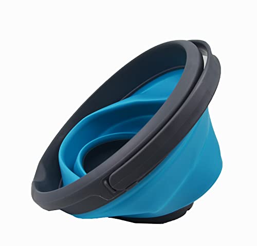 SAMMART 5.5L (1.4 Gallon) Collapsible Plastic Bucket - Foldable Round Tub - Portable Fishing Water Pail - Space Saving Outdoor Waterpot. (Grey/Ocean Blue, 1) - color: Grey/Ocean Blue