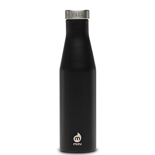 MIZU - S6 Slim Series Water Bottle | 19 oz. Double Wall Stainless Steel Vacuum Insulated | Narrow Mouth with Leak Proof Cap | Multiple Colors | BPA Free - color: Black