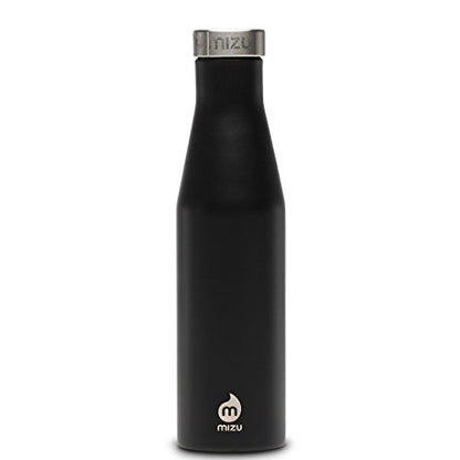MIZU - S6 Slim Series Water Bottle | 19 oz. Double Wall Stainless Steel Vacuum Insulated | Narrow Mouth with Leak Proof Cap | Multiple Colors | BPA Free - color: Black