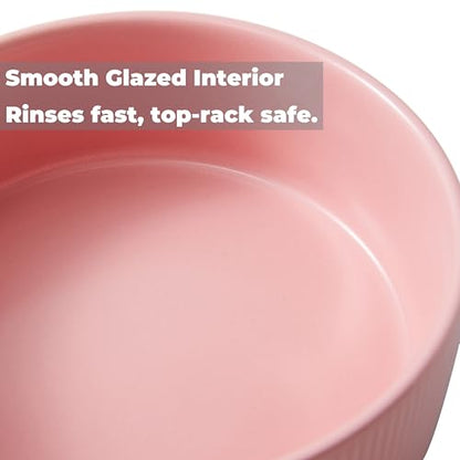 Guinea Pig Vegetable Bowl, 6 in Pink Ceramic Shallow Dish | Weighted Base, Approx. 20 fl oz Capacity, For Guinea Pigs, Chinchillas, Rabbits And Ferrets, Food Or Water