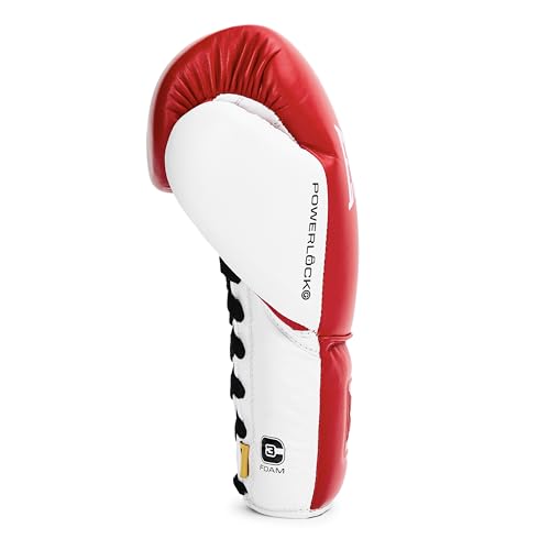 Everlast Powerlock OG Pro Boxing Gloves | Lace Up Fight Gloves - color: Red/White, size: 10oz X-Large