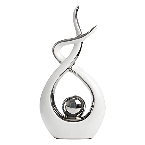 Norrclp Home Decor Modern Abstract Art Ceramic Statue Table Decorations for Dining Room Living Room Office Centerpiece - color: White and Silver, size: Large