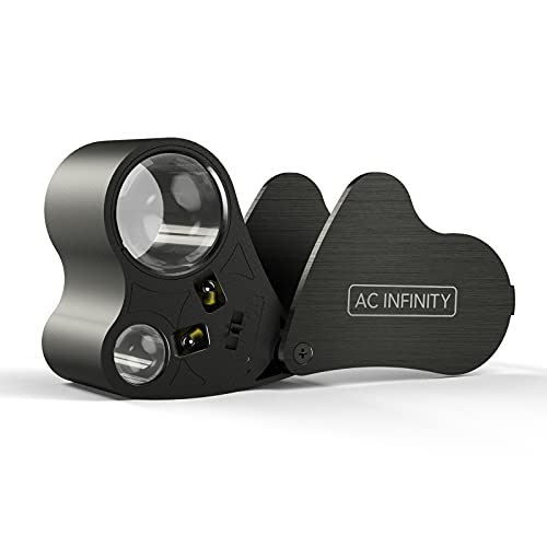 AC Infinity Jewelers Loupe, Pocket Magnifying | LED Light & Dual Lenses, 30x 60x Zoom for Jewelry, Watches, Coins, Stamps, Plant Buds