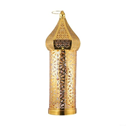 Moroccan Style Hollow Iron Lantern For Ramadan Festival Decoration With Ornamental Light Feature For Home Use (L)