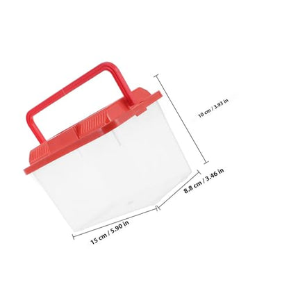Toddmomy Portable Mini Fish Tank and Small Animal Carrier, Plastic Reptile Transport Box with Handle, Medium Red Aquarium for Travel and Turtle Breeding