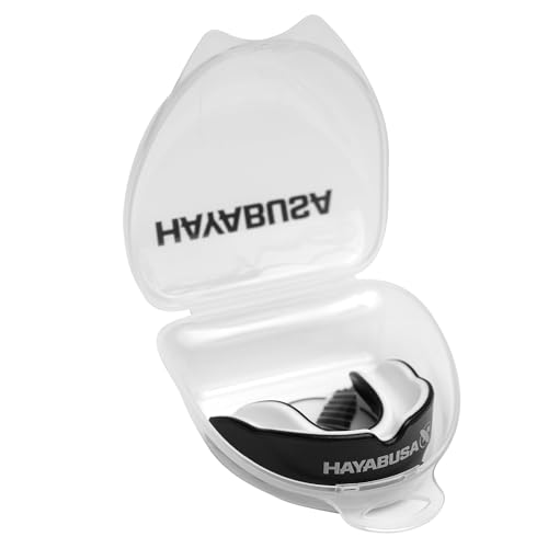 Hayabusa Combat Sports Mouth Guard Youth, Kids and Adult Sizes Comes with Case - Black/White, Youth - color: Black/White, size: Youth