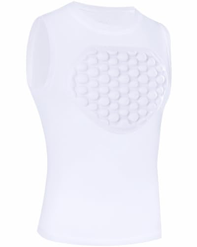 Runhit Youth Baseball Chest Protector Softball Lacrosse Football Padded Compression Shirt Heart Guard Sternum Protection - color: White, size: X-Small