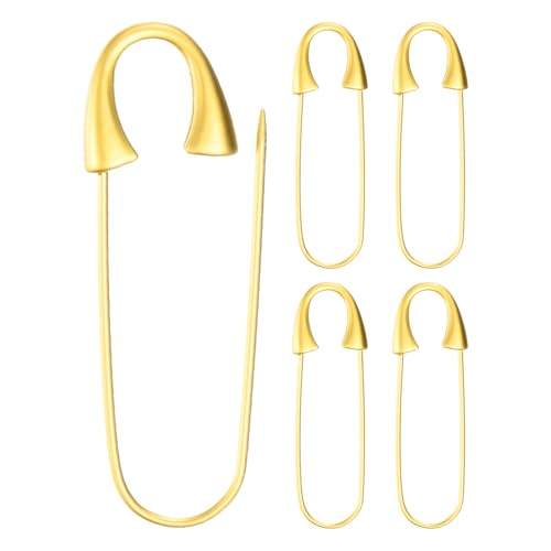 M METERXITY 5-Pack Large Safety Pin, 1.93 in(49mm) Zinc Alloy Heavy Brooch Pin for Sewing Clothes/Costume/Skirts Garments/Craft Supplies, Decorative Safety Pins [Gold Tone] - color: Gold Tone, size: 1.93 In(49mm)