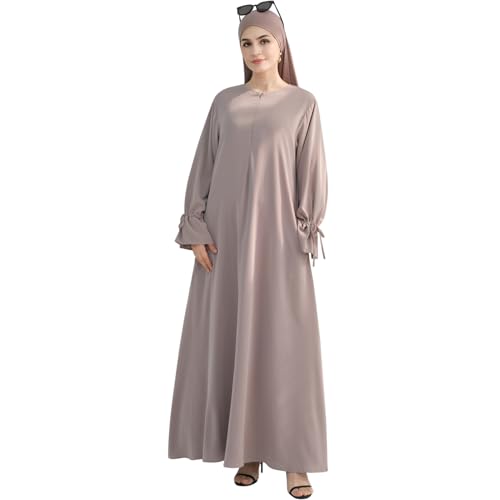 khalat Women's Muslim Kaftan Abaya Dress Eid Prayer Dress for Women Islamic Daily Dress Smooth Flowy Muslim Women Clothes - color: Taro, size: Medium
