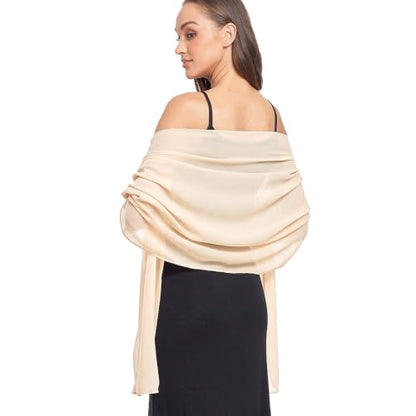 Shawl and Wrap for Evening Dresses Wedding Sheer Scarfs Women Scarve - color: Champagne, size: One Size