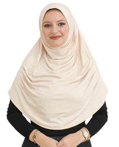 Prien Ready To Wear Hijab For Women, Instant Turban, Soft Muslim Scarf For Prayer, Long Hijabs, Islamic Clothes, Jersey Abaya - color: Beige
