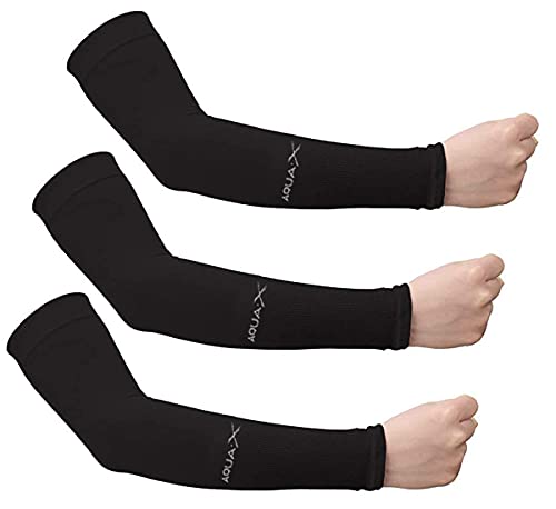 Bacophy 3/6 Pairs UV Protection Cooling Arm Sleeves Women Men, UPF 50 Arm Cover - color: 3-pairs Black