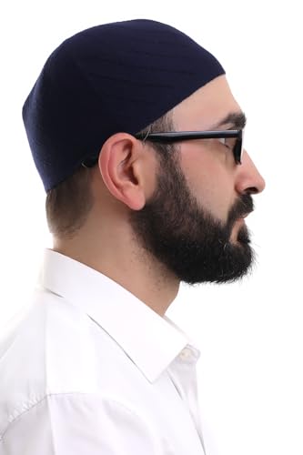 ihvan online Kufi Hats for Men, Taqiya, Takke, Turkish Muslim Winter Woven Caps, Peci, Islamic Prayer Skullcap, Islamic Gifts - color: Dark Blue