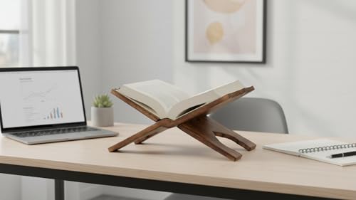 Beautiful Handmade Wooden Prayer Book Display Stand Holder Rehal for Religious Holy Books The Bible Quran Geeta Foldable Book Rest Traditional Living Room Home Decor Accents 12 (L) x 5 (W) Inches