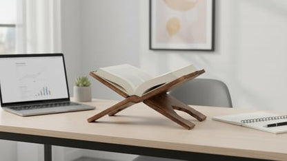 Beautiful Handmade Wooden Prayer Book Display Stand Holder Rehal for Religious Holy Books The Bible Quran Geeta Foldable Book Rest Traditional Living Room Home Decor Accents 12 (L) x 5 (W) Inches