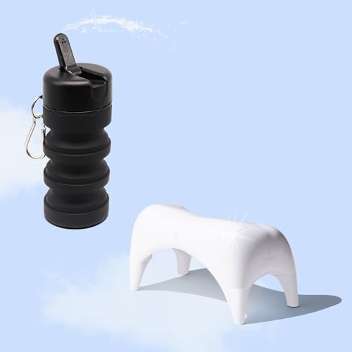 TUSHY White Tall Ottoman & Onyx Travel Bidet Bundle