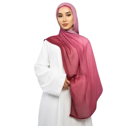 Fashion Gradient Color Hijab Scarf for Women Soft Modal Instant Jersey Hijab Head Wraps Long Shawls - color: Color 2
