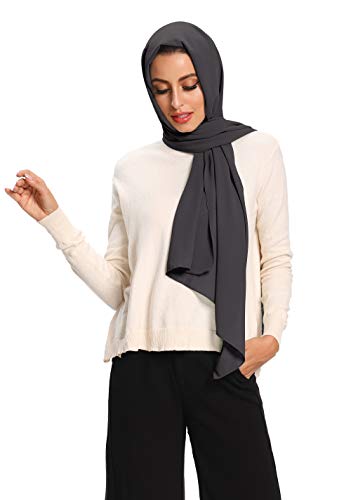 Txameru Hijab for Women Chiffon Hijab Scarfs for Women Long Shawl - color: Dark Grey