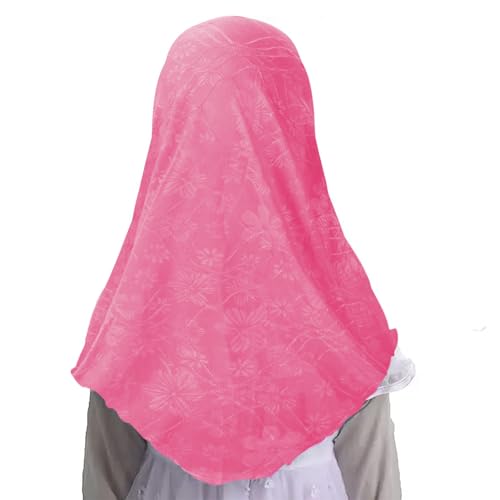 GREUS 2Pcs Kids Hijab for 2-6Y Girls Muslim Headscarf One Piece Hijabs Khimar Islam Arab Scarf Turban Bandana Hat Head Wrap - color: Set B (White + Pink)