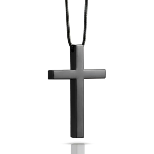 Cross Hanging Ornaments for Rear View Mirror - Metal Car Charm, Auto Ornament, Cross Pendant Decoration for Truck, Home Decor (Black) - color: Black