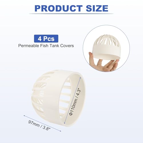 PATIKIL 4.3 Inch (110mm) Fish Cover Permeable Cap, 4 Pcs PVC Breathable Cap Aquarium Guard Fish Tank Intake Cover, White - color: White, size: 4.3Inch(110mm)