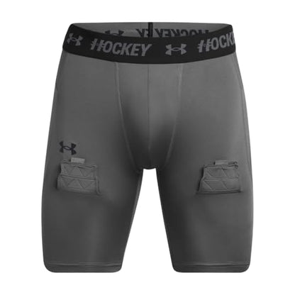 Under Armour Men's Hockey Compression Shorts - color: (025) Castlerock / / Black, size: X-Large