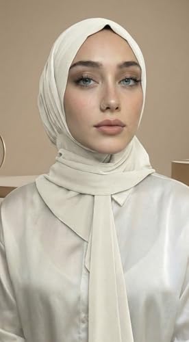Instant Hijab Scarf for Women – Soft, No-Iron, No-Pins, Ready-to-Wear Hijab – Stretchy & Lightweight Polyester Fabric - color: C2 White