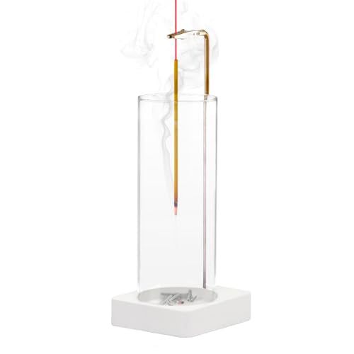 1 Pack Incense Holder for Sticks, Insence-Stick Holder Ash Catcher with Removable Glass [Anti-Ash Flying], Mess-Free Incense Burner Holder,Perfect for Meditation Yoga Relaxation,Home Decor(White Base) - size: Upside Down White