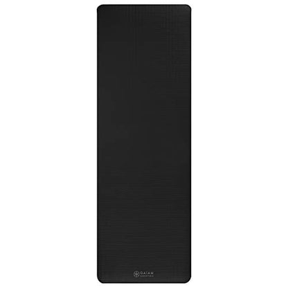 Gaiam Thick Yoga Mat, Exercise & Fitness Mat with Easy-Cinch Carrying Strap | Non-Slip NBR Foam | Joint Cushioning | Yoga, Pilates, Fitness & Floor Workouts | 72"L x 24"W - color: Black