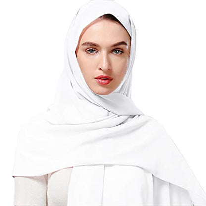 Yeieeo Chiffon Head Wraps for Women - Solid Color Fashion Bubble Chiffon Scarf Hijab - color: White