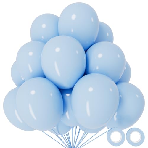110pcs Pastel Blue Balloon 12 Inch, Pastel Blue Latex Balloons for Birthday Party Baby Shower Wedding(with 2 Ribbons). - color: A14-pastel Blue, size: 12inch(normal)