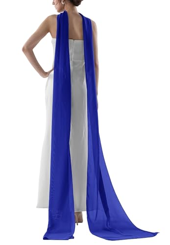 Women's 157 Inch Long Chiffon Neck Scarf Chiffon Veil Scarf Shawl Wrap for Wedding Bridal Evening Bridesmaid Dresses - color: Royal Blue