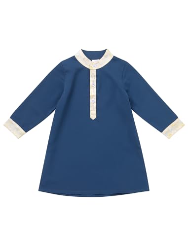 IWEMEK 2PCS Baby 1st Ramadan Outfit Muslim Clothes for Baby Boys Thobe Eid Robe Pants Set Toddler Kaftan Islamic Prayer Abaya - color: Navy Blue, size: 6-12 Months