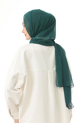 Instant Chiffon Hijab, Ready to wear hijab, modal wrap, Abaya, modern Instant Scarf, Soft breathable scarf - color: S12 Emerald