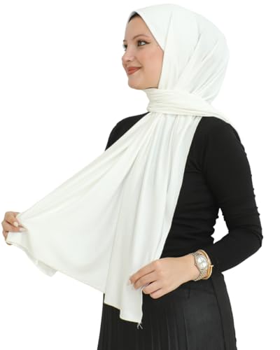Prien Hijab for Women Viscose Scarf Lightweight Muslim Hijabs Long Shawl Islamic Scarves Turkey Silk Headscarf for Womens - color: Cream