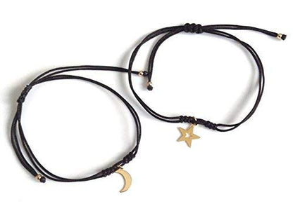 Moon and Star Friendship String Bracelet for 2 Gift for Friends