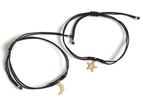 Moon and Star Friendship String Bracelet for 2 Gift for Friends