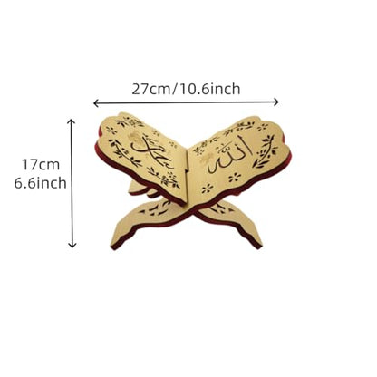 KYMY Muslim Quran Rehal Book Stand – Foldable Wooden Carved Quran Reading Holder for Al-Quran, Koran, Bible Books, Islamic Prayer Book Stand for Ramadan & Eid Decor - style: Normal