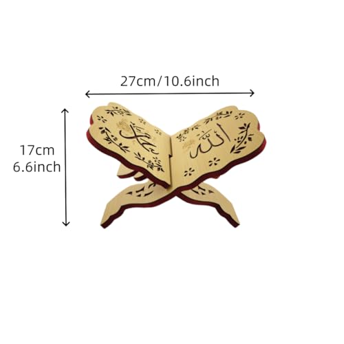 KYMY Muslim Quran Rehal Book Stand – Foldable Wooden Carved Quran Reading Holder for Al-Quran, Koran, Bible Books, Islamic Prayer Book Stand for Ramadan & Eid Decor - style: Normal
