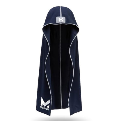 MISSION Cooling Hoodie Towel, Evaporative Cool Technology, Cools Instantly When Wet, UPF 50 Sun Protection, Contours Your Head to Stay in Place, Great for Sports, Fitness, Gym - color: Navy Blue