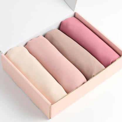 Febfim 4 PCS Muslim Women Soft Premium Solid Chiffon Hijab Scarves Shawl Long Scarf Wrap Scarves with Gift Box - color: 2025 5g