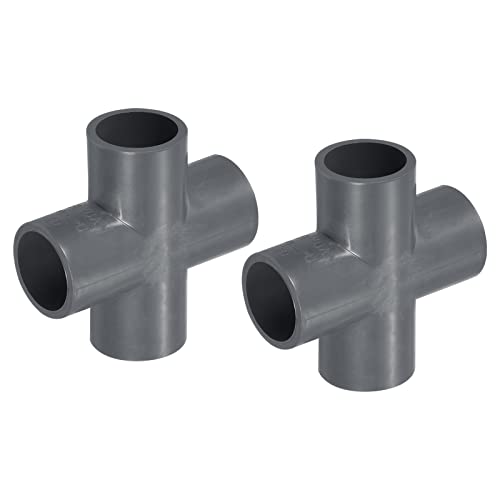 PATIKIL 20mm PVC Pipe Fittings, 2 Pack 4 Way Tee Shape Water Tubing Cross Joint Connectors Adapters for Garden Irrigation Home Aquarium - size: 20mm