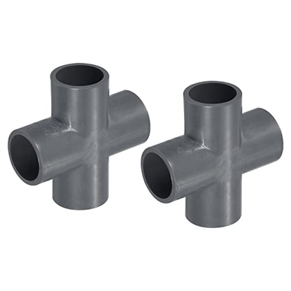 PATIKIL 20mm PVC Pipe Fittings, 2 Pack 4 Way Tee Shape Water Tubing Cross Joint Connectors Adapters for Garden Irrigation Home Aquarium - size: 20mm