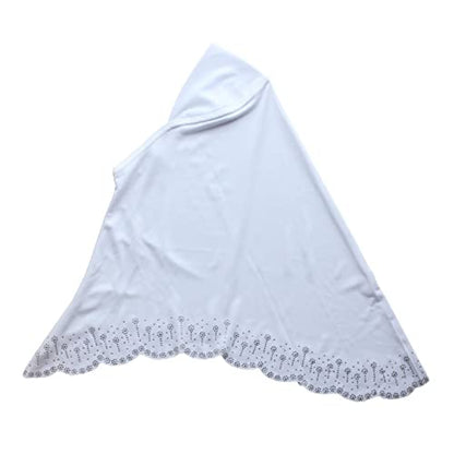 Instant Hijab Scarf for Women Muslim Women Clothing Headscarf for Girls with Czech Rhinestone - color: White-wavy Edge