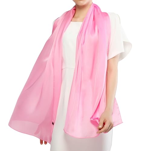 RIIQIICHY Women Shawls and Wraps for Evening Dresses Like Chiffon Silk Scarf Formal Silky Pashmina Shawls for Weddings - color: Pink