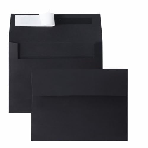 70 Packs A4 Envelopes, White, 4x6 Photo, Self Seal for Invitations, Weddings, Baby Shower, Photos, Postcards, Greeting Cards, Mailing (Black, A4 (4.72x6.50in)) - color: Black, size: 70 Pack A4 (4.72x6.50in) Envelopes